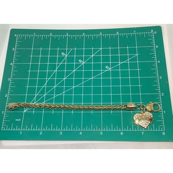 Inspired Silver BIG SIS Heart Charm Bracelet Gold Tone Pave Crystal Gift - Picture 8 of 8